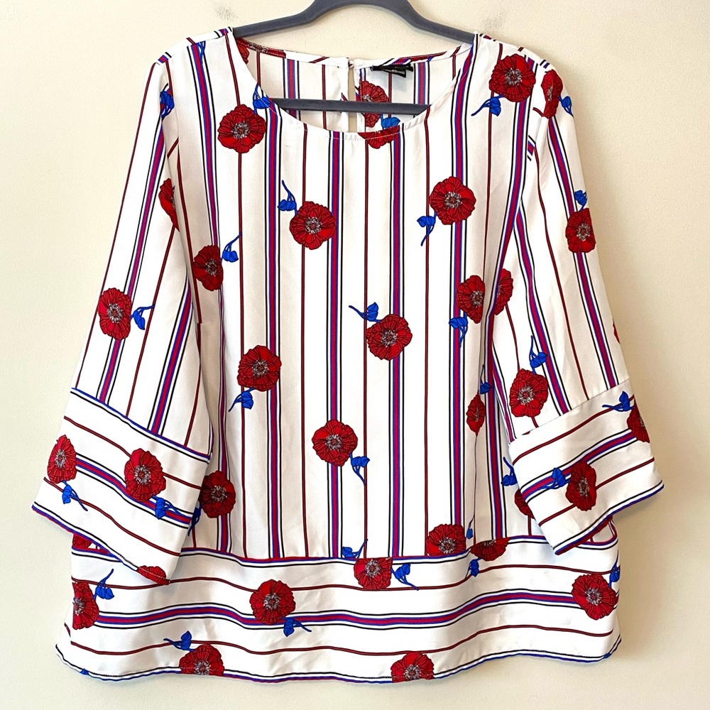 Liz Claiborne Striped Floral Blouse
